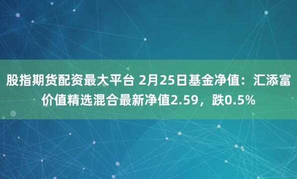 股指期货配资最大平台 2月25日基金净值：汇添富价值精选混合最新净值2.59，跌0.5%